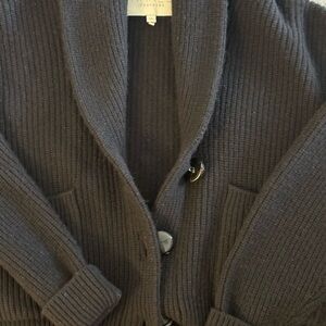Elegant Black Ribbed Cardigan